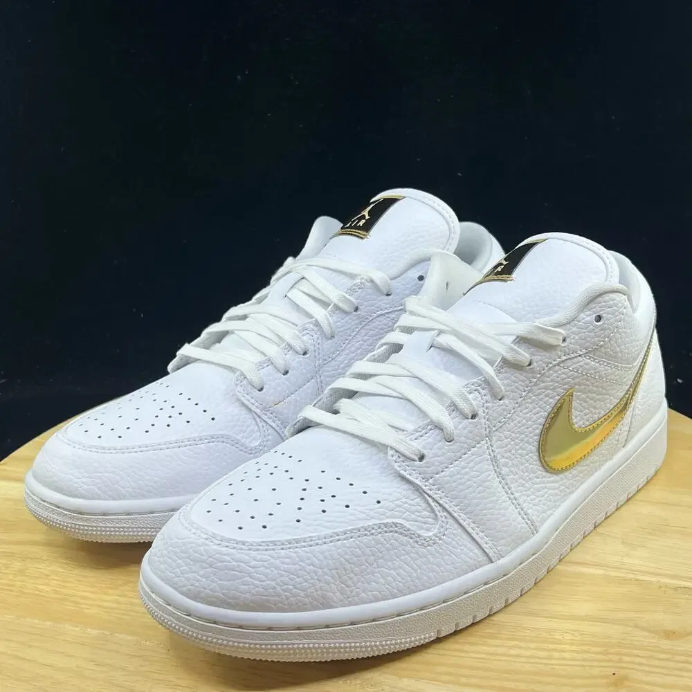 Nike Air Jordan 1 Low Se White-Metallic Gold-White Womens Sz 11.5 [CZ4776-100] - Picture 2 of 10